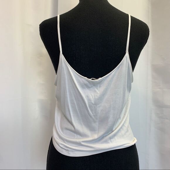 Lush White front tie spaghetti strap camisole tank top Sz M - Picture 5 of 10